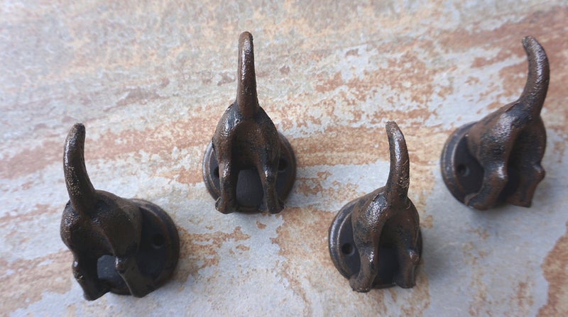 Lulu Decor, 100% Cast Iron Dog Tail Heavy Duty Hooks, Key Holder, Coat Decorative Hooks for Dog Lovers - Wall Mount Leash Holder for Wall Storage - Stylish (4 pcs) - Image 2